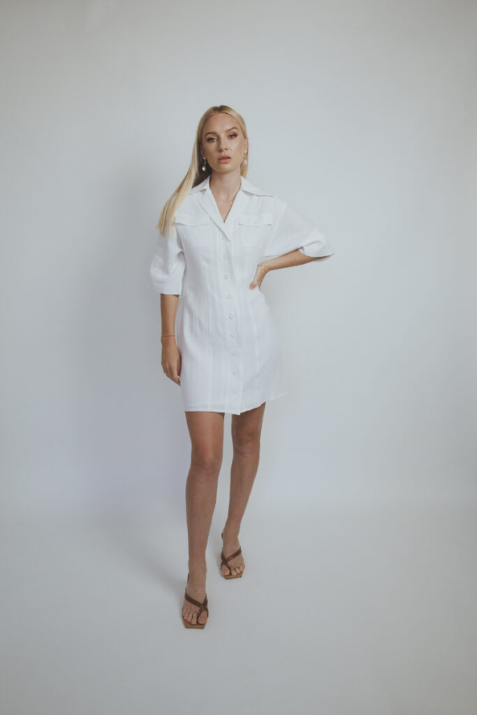 Felicia Shirt Dress - White