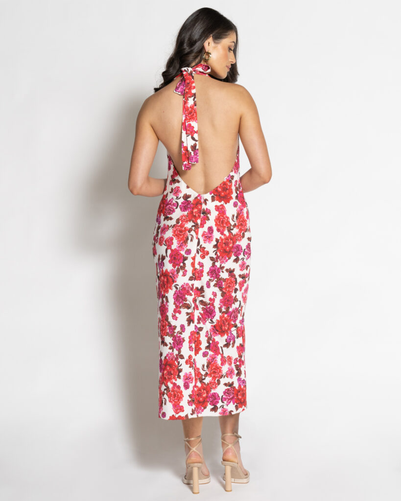Kahlee Midi Dress - Pink Floral Print