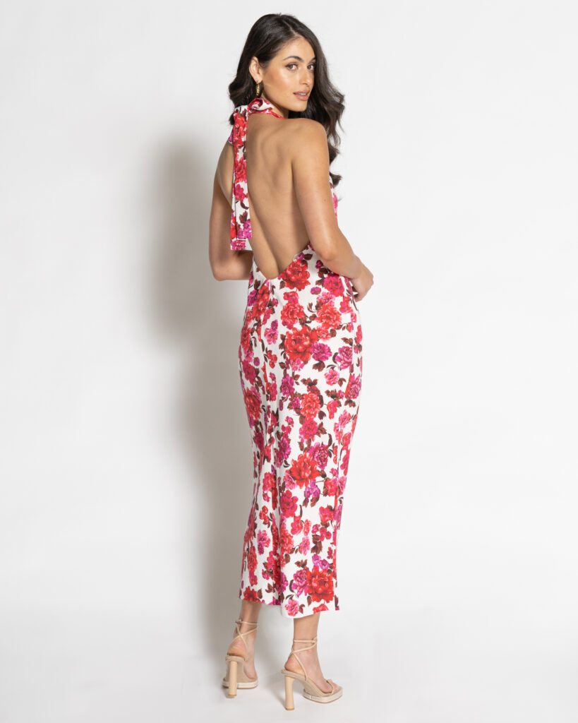 Kahlee Midi Dress - Pink Floral Print