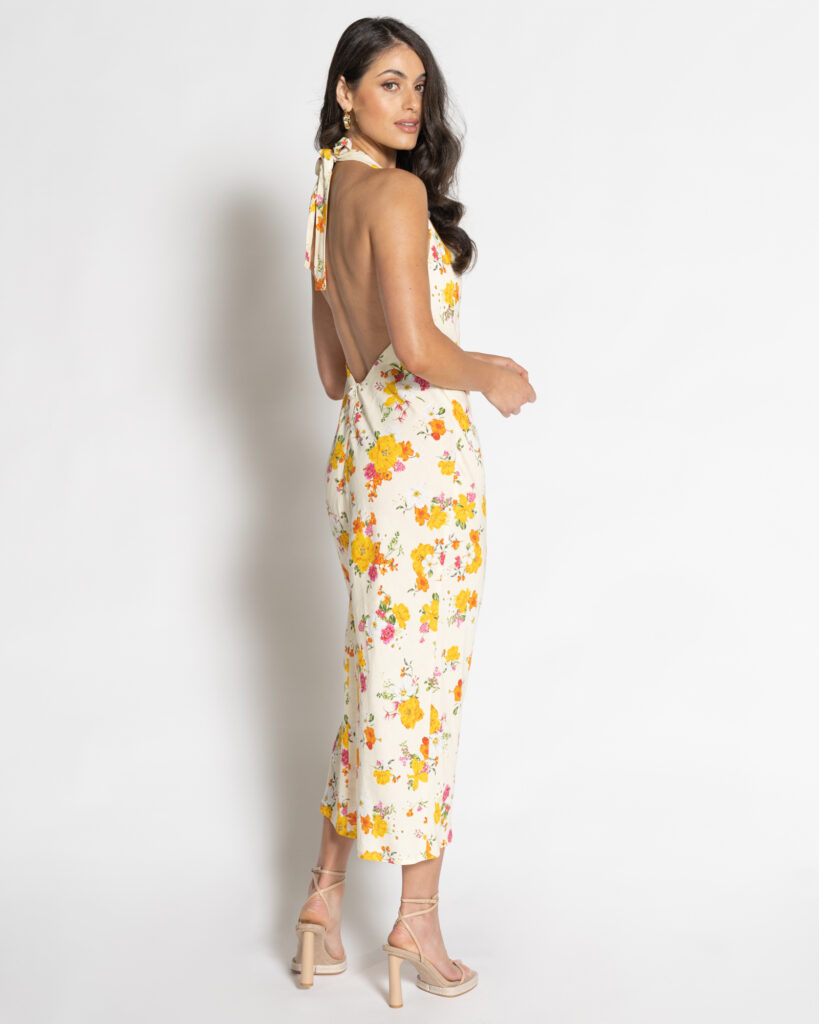 Kahlee Midi Dress - Yellow Floral